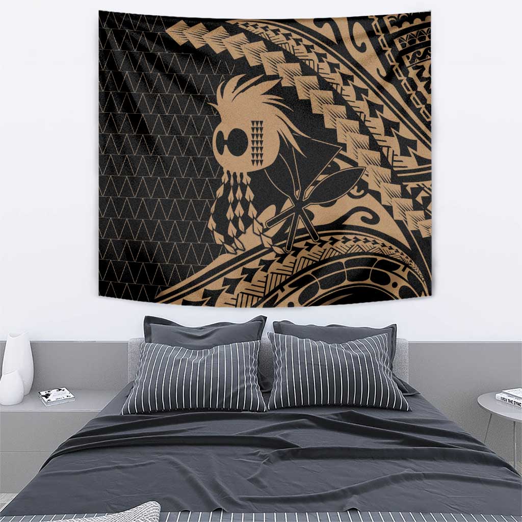 Ikaika Hawaiian Mythic Koa Tribal Warrior Tapestry LT9 - Polynesian Pride