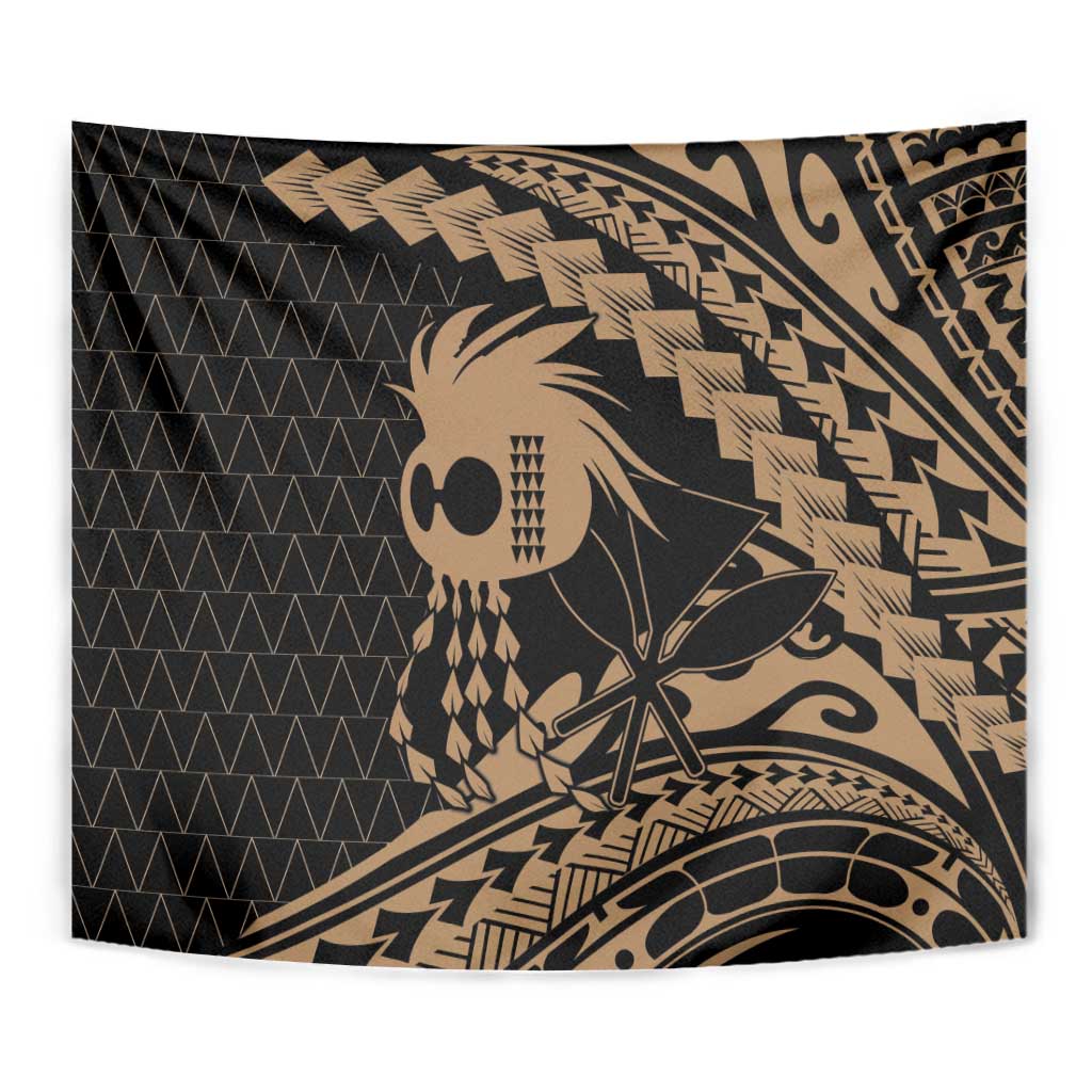 Ikaika Hawaiian Mythic Koa Tribal Warrior Tapestry LT9 - Polynesian Pride
