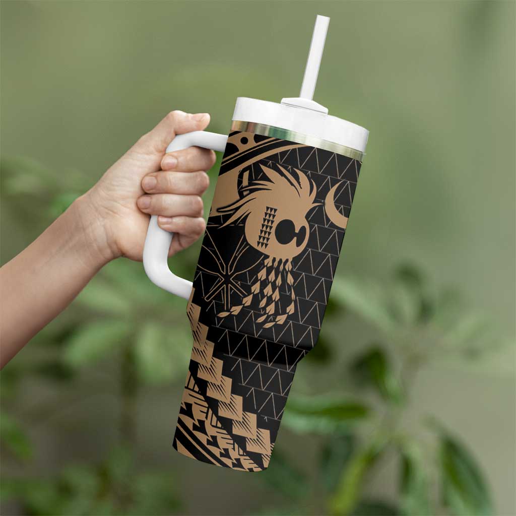 Ikaika Hawaiian Mythic Koa Tribal Warrior Tumbler With Handle