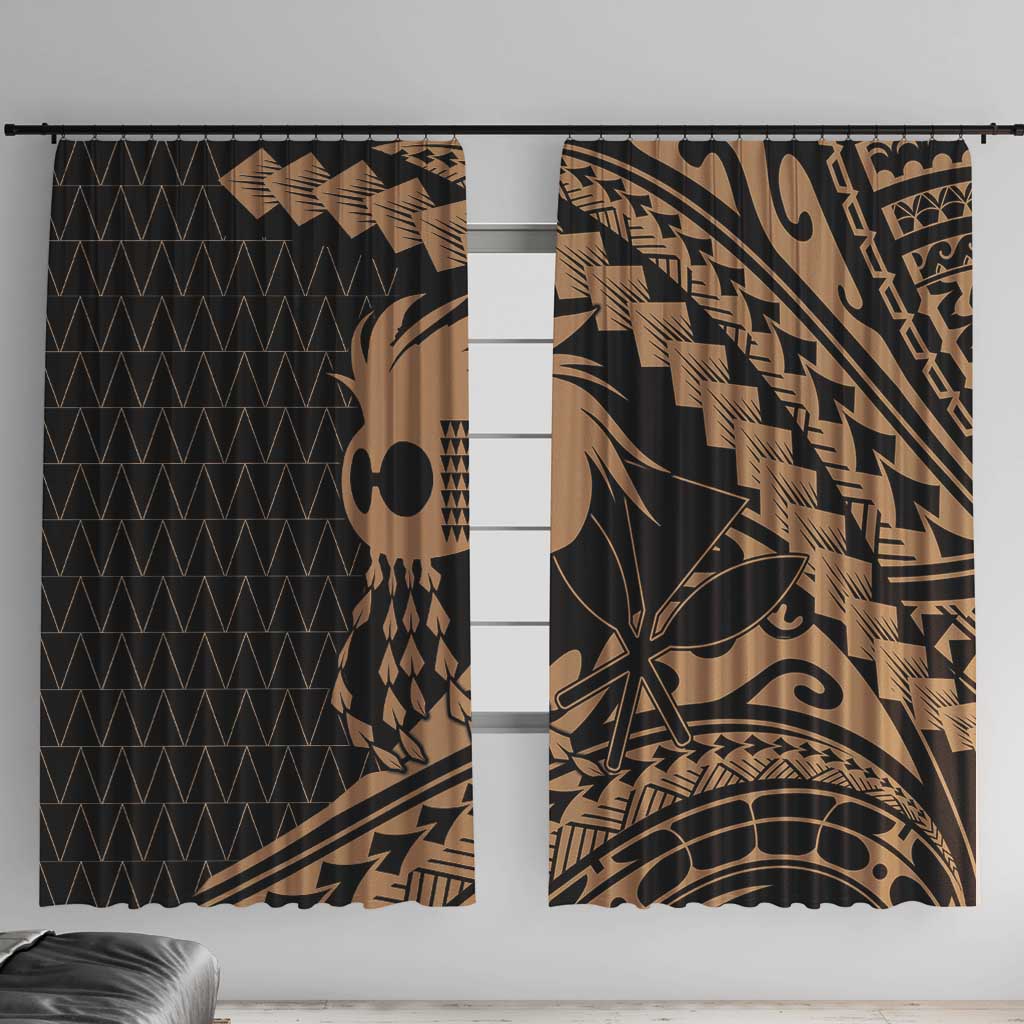 Ikaika Hawaiian Mythic Koa Tribal Warrior Window Curtain