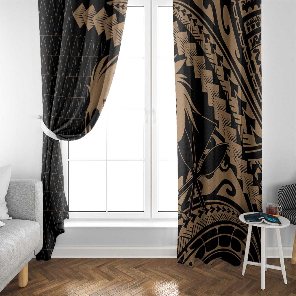 Ikaika Hawaiian Mythic Koa Tribal Warrior Window Curtain LT9 - Polynesian Pride