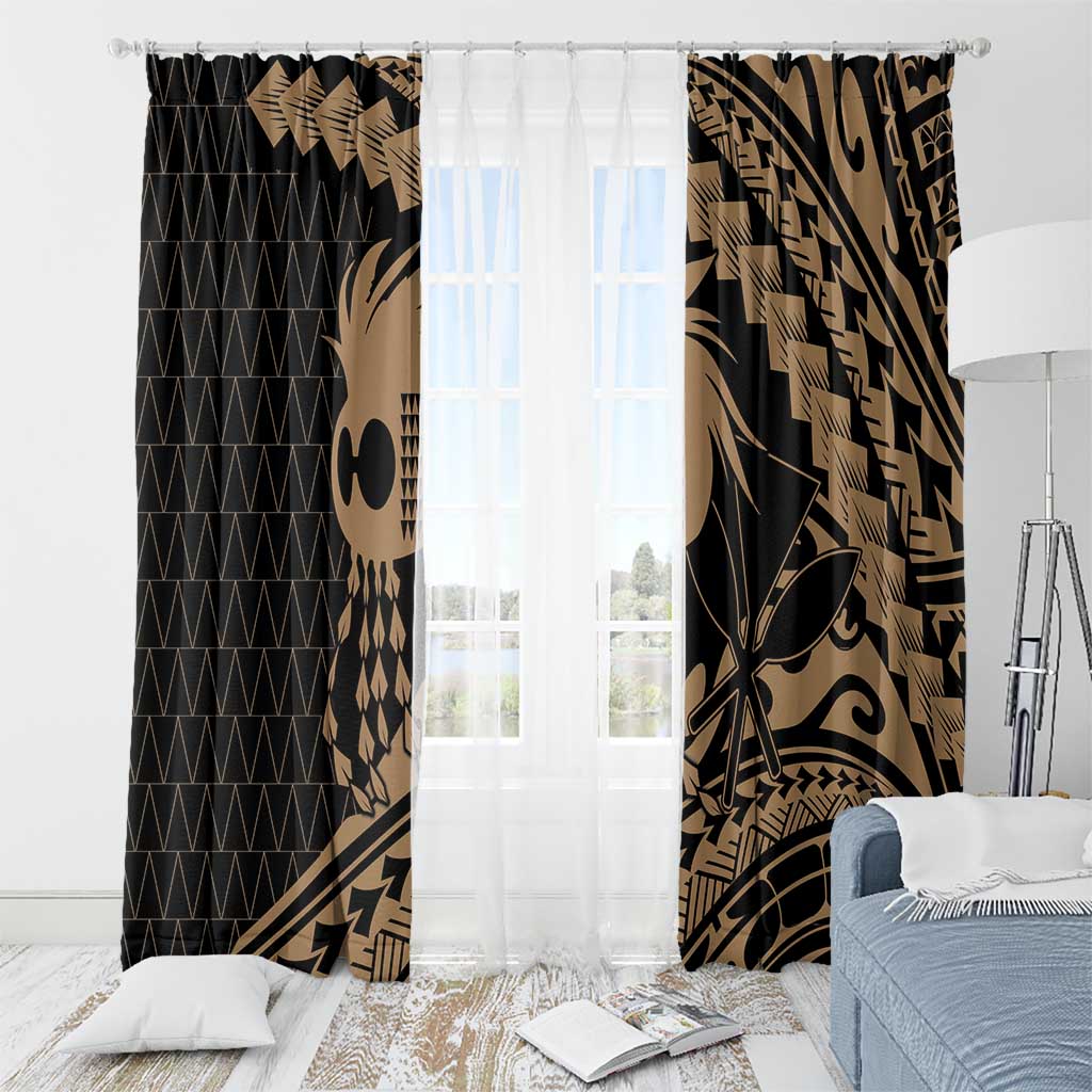 Ikaika Hawaiian Mythic Koa Tribal Warrior Window Curtain LT9 - Polynesian Pride