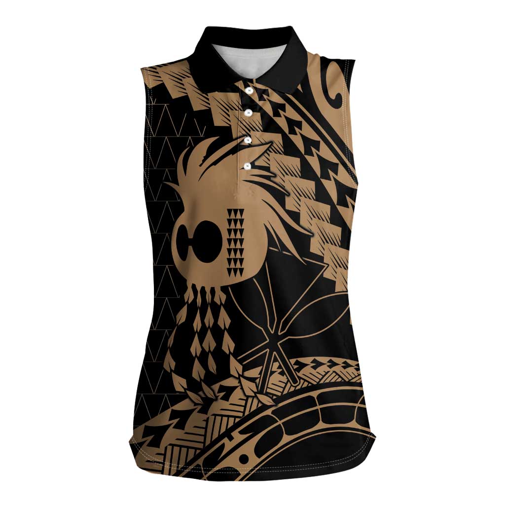 Ikaika Hawaiian Mythic Koa Tribal Warrior Women Sleeveless Polo Shirt