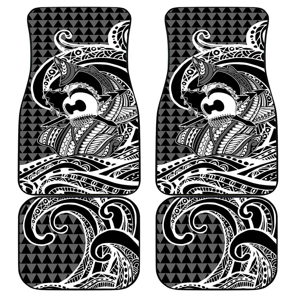 Koa Ikaika Warrior Helmet with Shark Car Mats Black Kakau Style