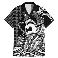 Koa Ikaika Warrior Helmet with Shark Family Matching Mermaid Dress and Hawaiian Shirt Black Kakau Style