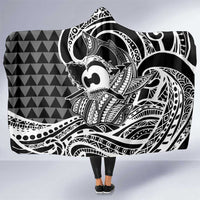 Koa Ikaika Warrior Helmet with Shark Hooded Blanket Black Kakau Style