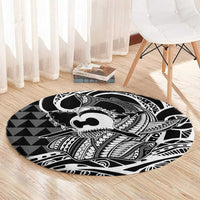 Koa Ikaika Warrior Helmet with Shark Round Carpet Black Kakau Style