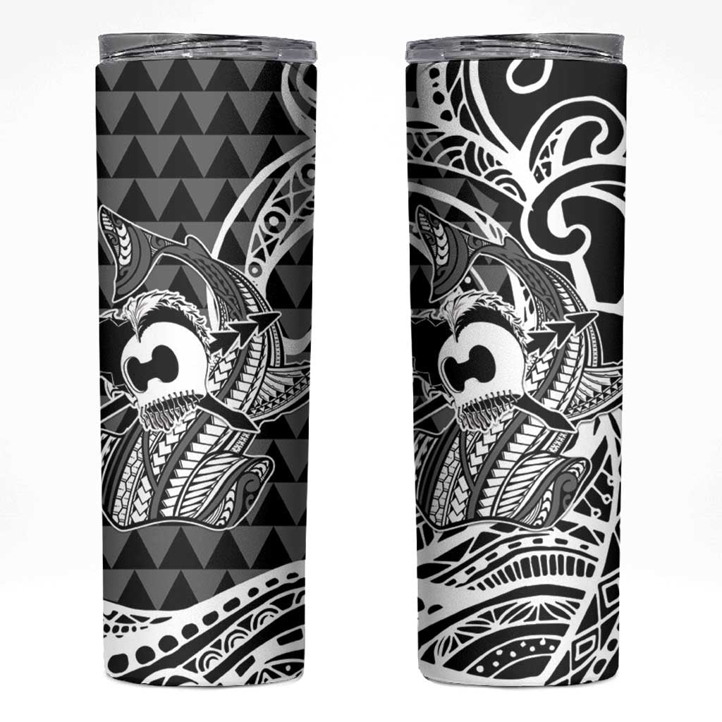 Koa Ikaika Warrior Helmet with Shark Skinny Tumbler Black Kakau Style