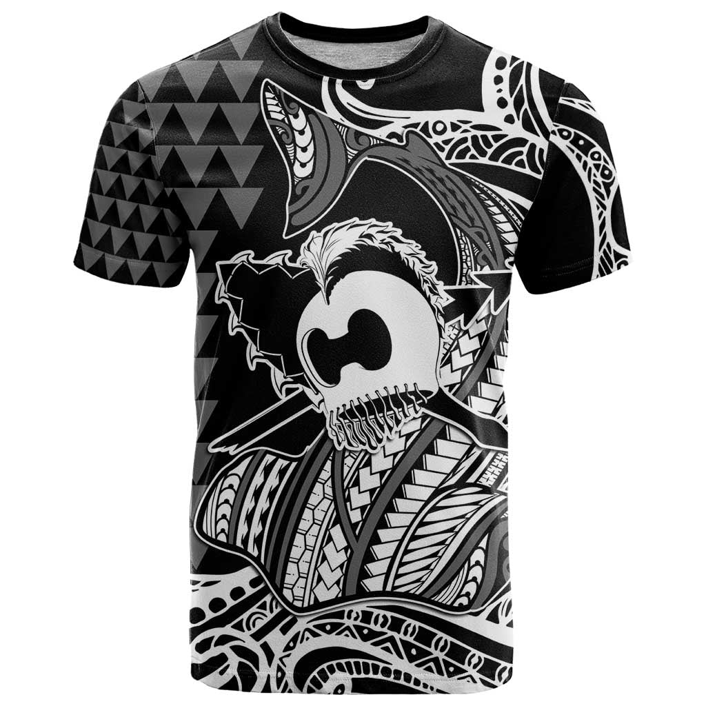 Koa Ikaika Warrior Helmet with Shark T Shirt Black Kakau Style