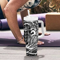 Koa Ikaika Warrior Helmet with Shark Tumbler With Handle Black Kakau Style LT9 - Polynesian Pride