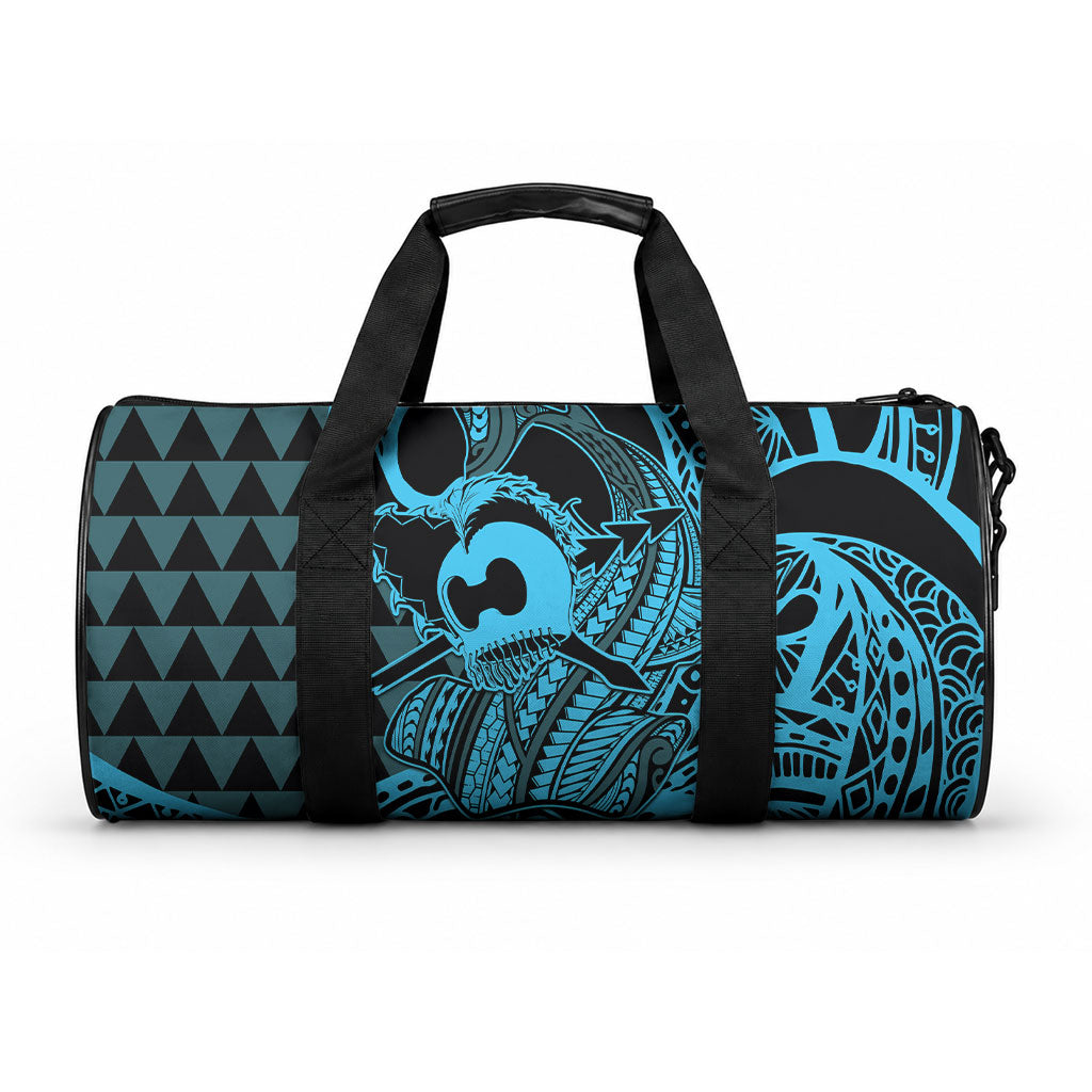 Koa Ikaika Warrior Helmet with Shark Duffle Bag Blue Kakau Style LT9 One size Blue - Polynesian Pride