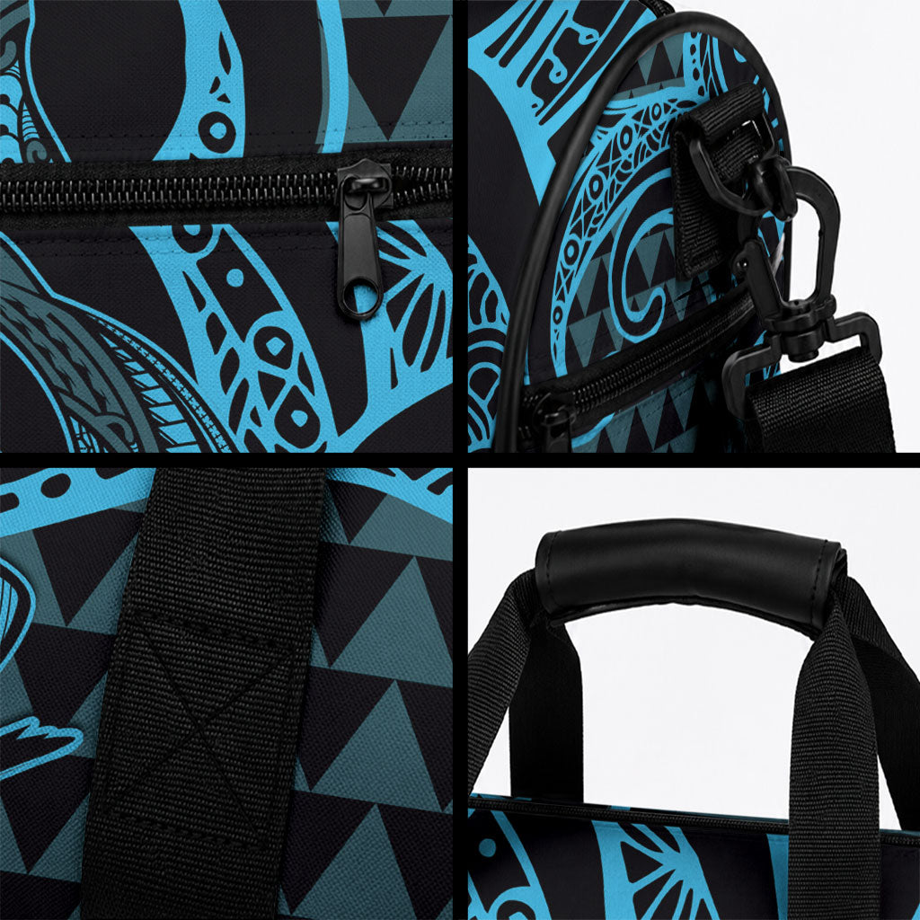 Koa Ikaika Warrior Helmet with Shark Duffle Bag Blue Kakau Style LT9 - Polynesian Pride