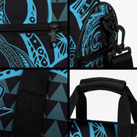 Koa Ikaika Warrior Helmet with Shark Duffle Bag Blue Kakau Style LT9 - Polynesian Pride