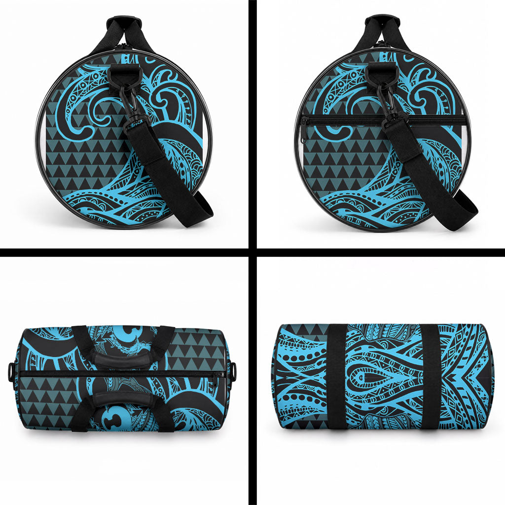 Koa Ikaika Warrior Helmet with Shark Duffle Bag Blue Kakau Style LT9 - Polynesian Pride
