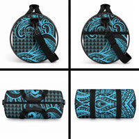 Koa Ikaika Warrior Helmet with Shark Duffle Bag Blue Kakau Style LT9 - Polynesian Pride