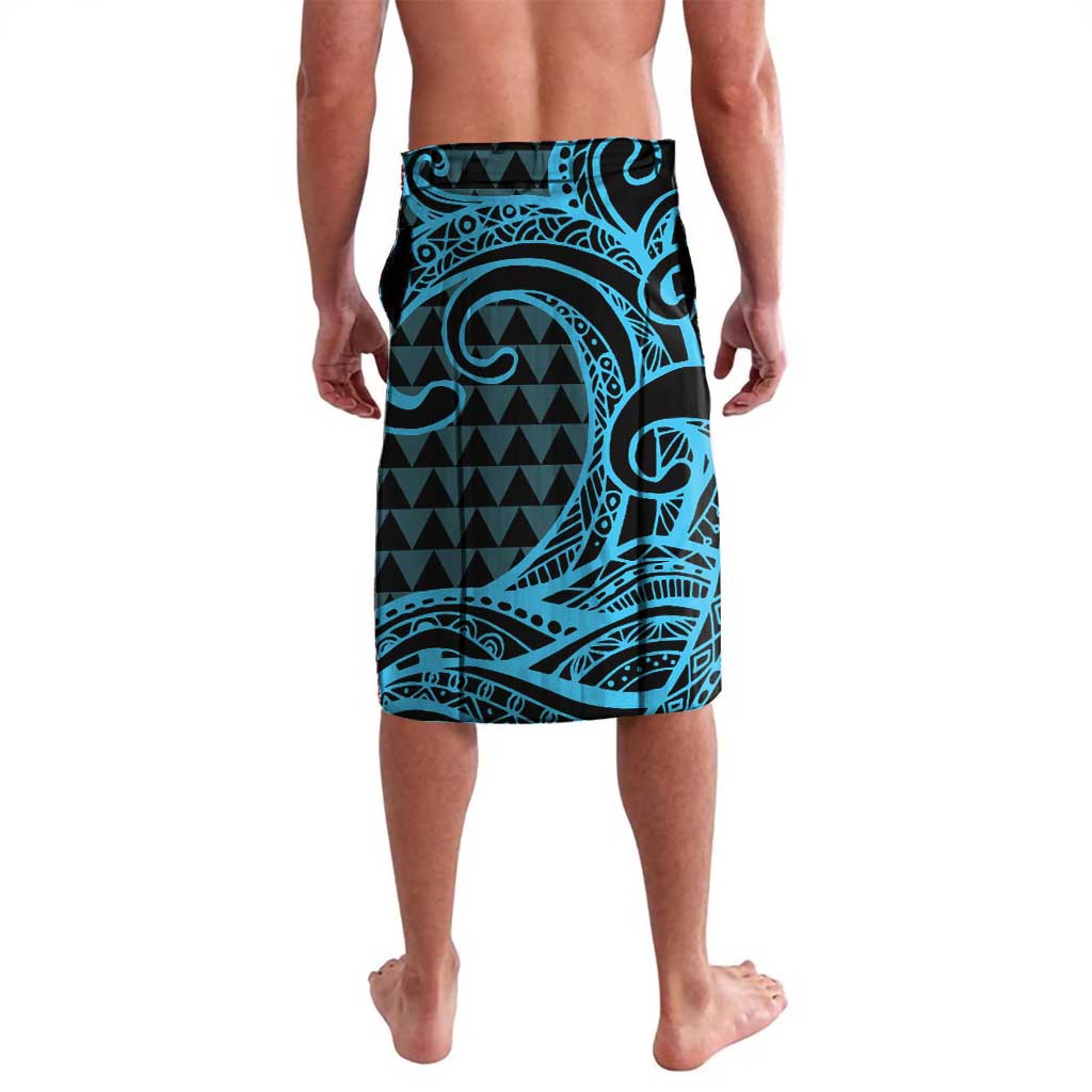Koa Ikaika Warrior Helmet with Shark Lavalava Blue Kakau Style
