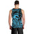 Koa Ikaika Warrior Helmet with Shark Men Tank Top Blue Kakau Style