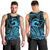 Koa Ikaika Warrior Helmet with Shark Men Tank Top Blue Kakau Style