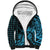 Koa Ikaika Warrior Helmet with Shark Sherpa Hoodie Blue Kakau Style