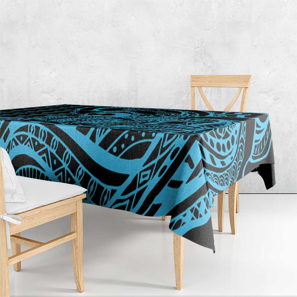 Koa Ikaika Warrior Helmet with Shark Tablecloth Blue Kakau Style LT9 - Polynesian Pride