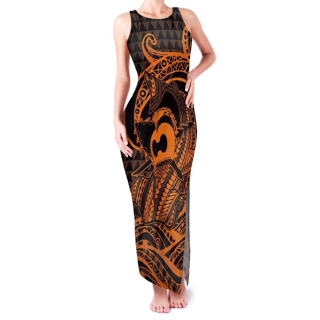 Koa Ikaika Warrior Helmet with Shark Tank Maxi Dress Gold Kakau Style