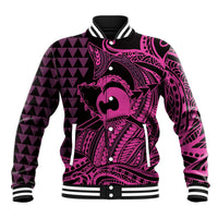 Koa Ikaika Warrior Helmet with Shark Baseball Jacket Pink Kakau Style