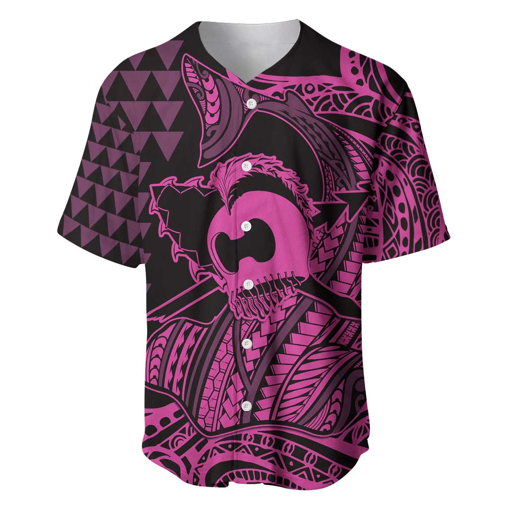 Koa Ikaika Warrior Helmet with Shark Baseball Jersey Pink Kakau Style