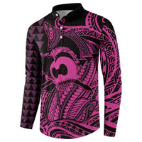 Koa Ikaika Warrior Helmet with Shark Button Sweatshirt Pink Kakau Style