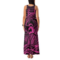Koa Ikaika Warrior Helmet with Shark Family Matching Tank Maxi Dress and Hawaiian Shirt Pink Kakau Style