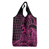 Koa Ikaika Warrior Helmet with Shark Grocery Bag Pink Kakau Style