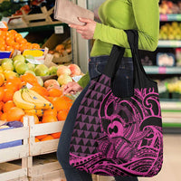 Koa Ikaika Warrior Helmet with Shark Grocery Bag Pink Kakau Style