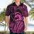 Koa Ikaika Warrior Helmet with Shark Hawaiian Shirt Pink Kakau Style