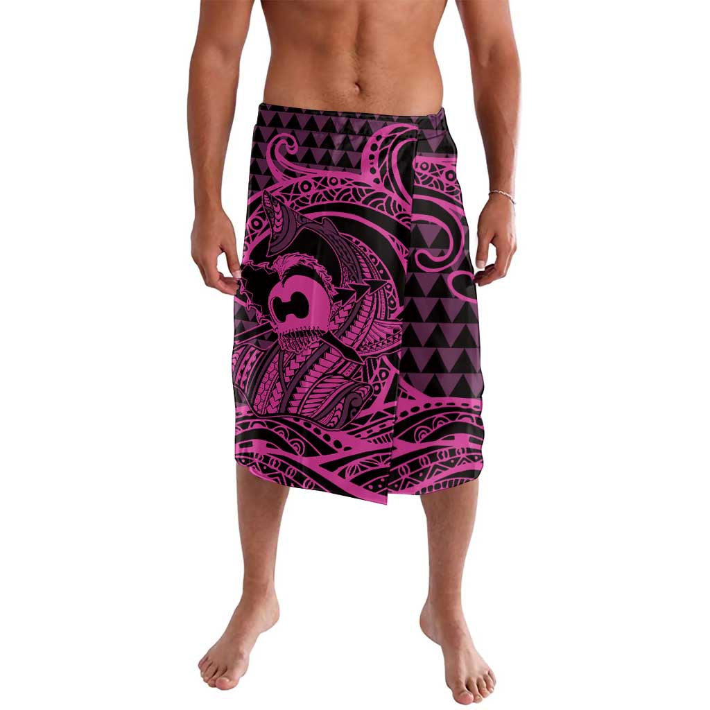 Koa Ikaika Warrior Helmet with Shark Lavalava Pink Kakau Style