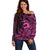 Koa Ikaika Warrior Helmet with Shark Off Shoulder Sweater Pink Kakau Style