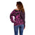 Koa Ikaika Warrior Helmet with Shark Off Shoulder Sweater Pink Kakau Style