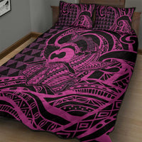 Koa Ikaika Warrior Helmet with Shark Quilt Bed Set Pink Kakau Style