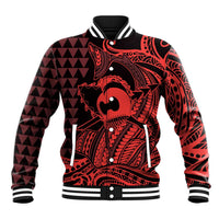 Koa Ikaika Warrior Helmet with Shark Baseball Jacket Red Kakau Style