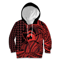 Koa Ikaika Warrior Helmet with Shark Kid Hoodie Red Kakau Style