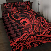 Koa Ikaika Warrior Helmet with Shark Quilt Bed Set Red Kakau Style