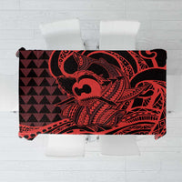 Koa Ikaika Warrior Helmet with Shark Tablecloth Red Kakau Style LT9 Red - Polynesian Pride