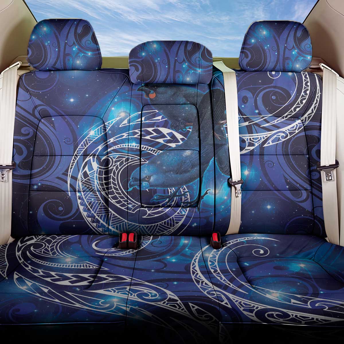 North Island Kokako and South Island Kokako Back Car Seat Cover New Zealand Native Bird with Galaxy Vibe