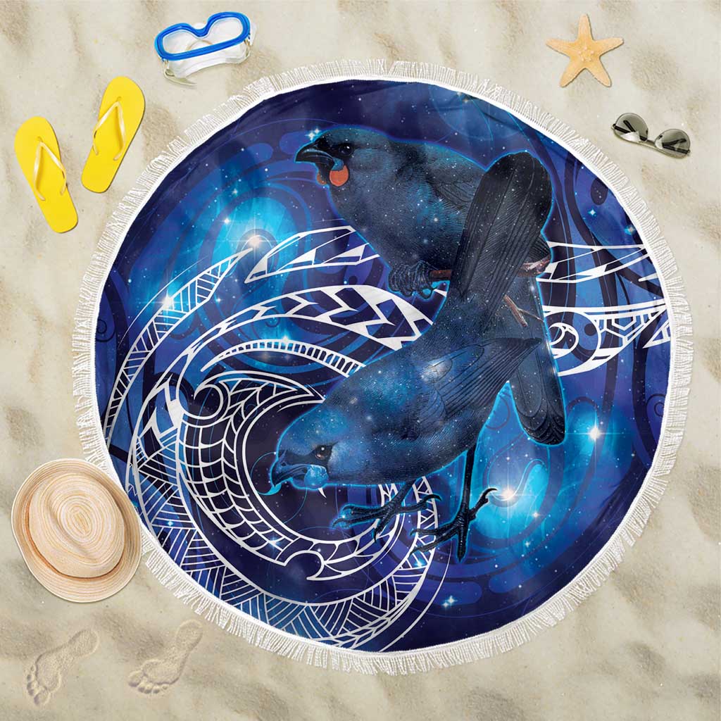 North Island Kokako and South Island Kokako Beach Blanket New Zealand Native Bird with Galaxy Vibe