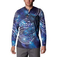 North Island Kokako and South Island Kokako Button Sweatshirt New Zealand Native Bird with Galaxy Vibe LT9 - Polynesian Pride