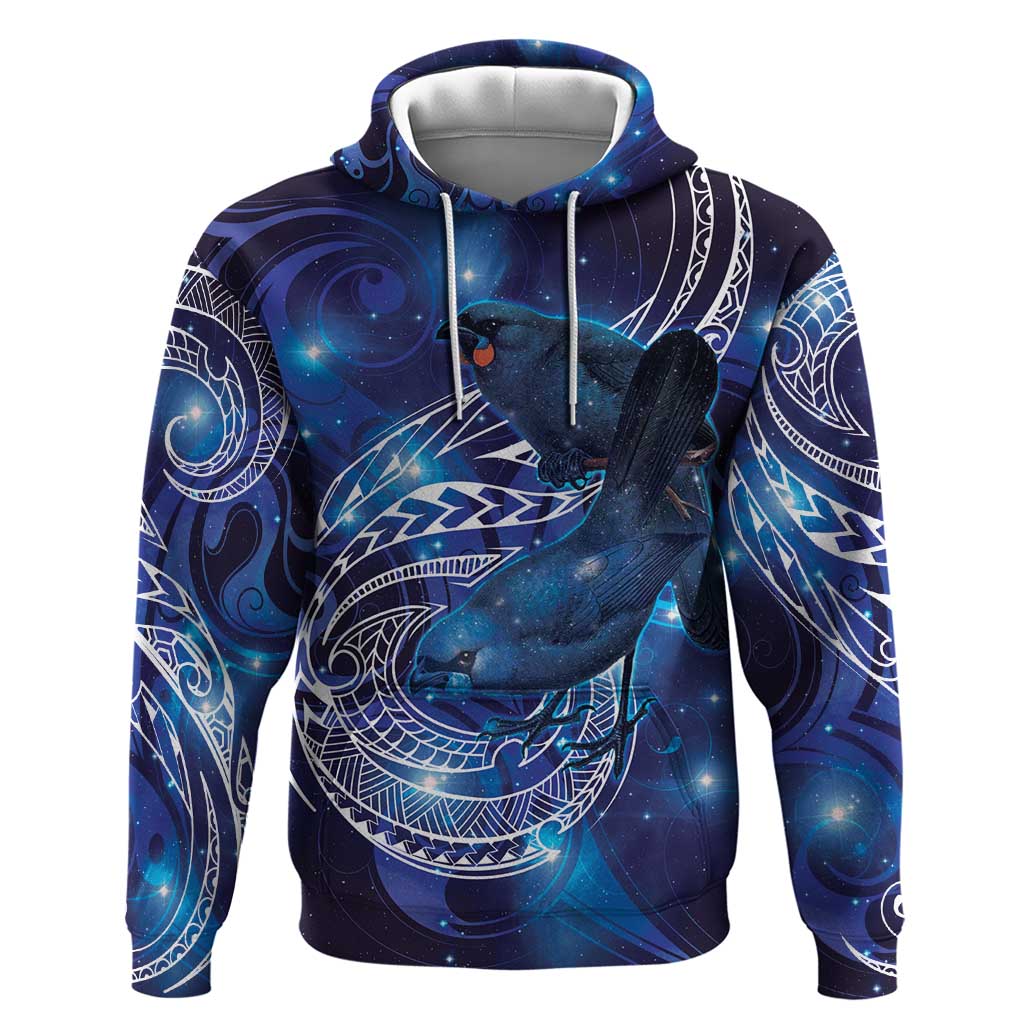 North Island Kokako and South Island Kokako Hoodie New Zealand Native Bird with Galaxy Vibe