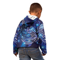 North Island Kokako and South Island Kokako Kid Hoodie New Zealand Native Bird with Galaxy Vibe