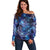 North Island Kokako and South Island Kokako Off Shoulder Sweater New Zealand Native Bird with Galaxy Vibe