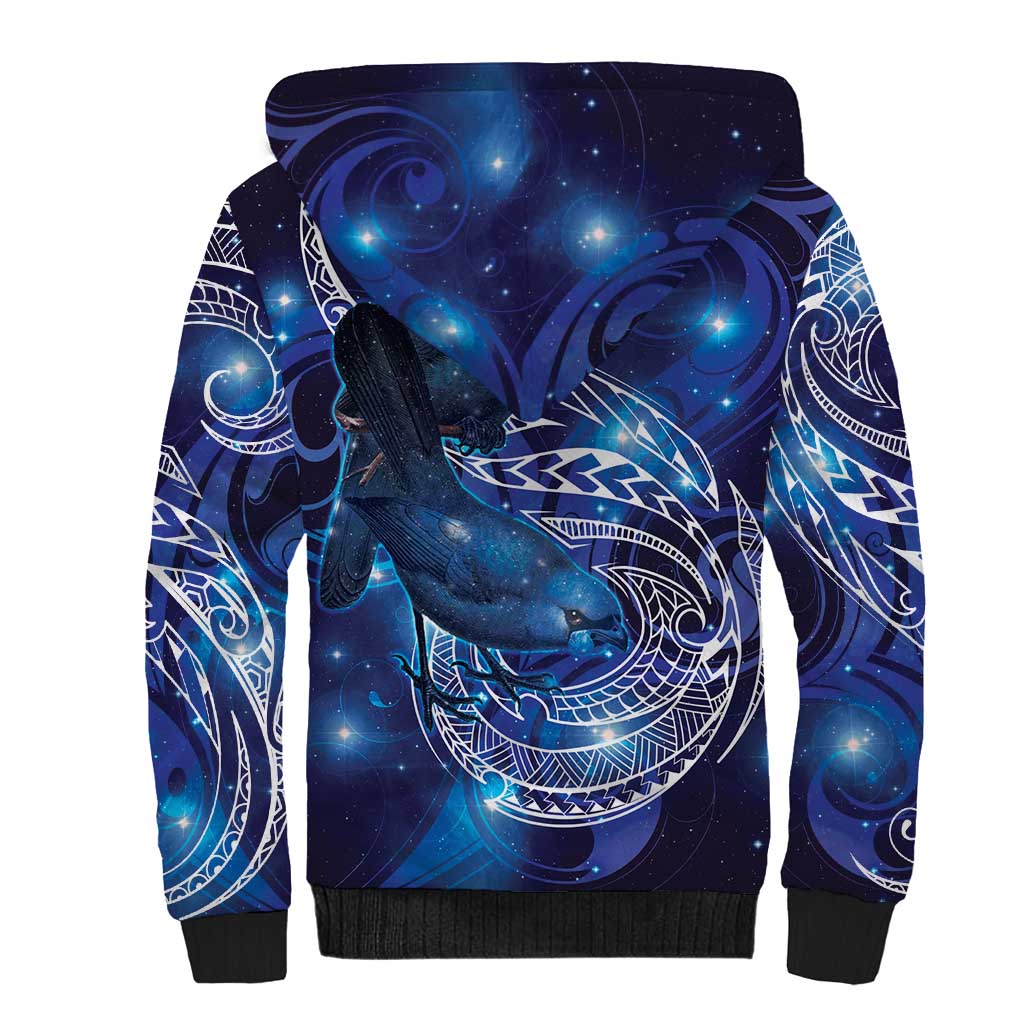 North Island Kokako and South Island Kokako Sherpa Hoodie New Zealand Native Bird with Galaxy Vibe