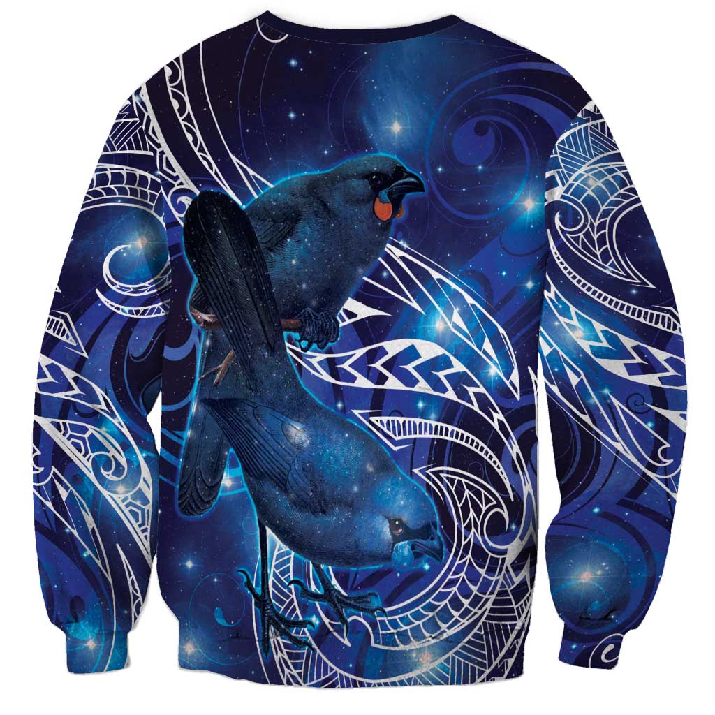 North Island Kokako and South Island Kokako Sweatshirt New Zealand Native Bird with Galaxy Vibe LT9 - Polynesian Pride