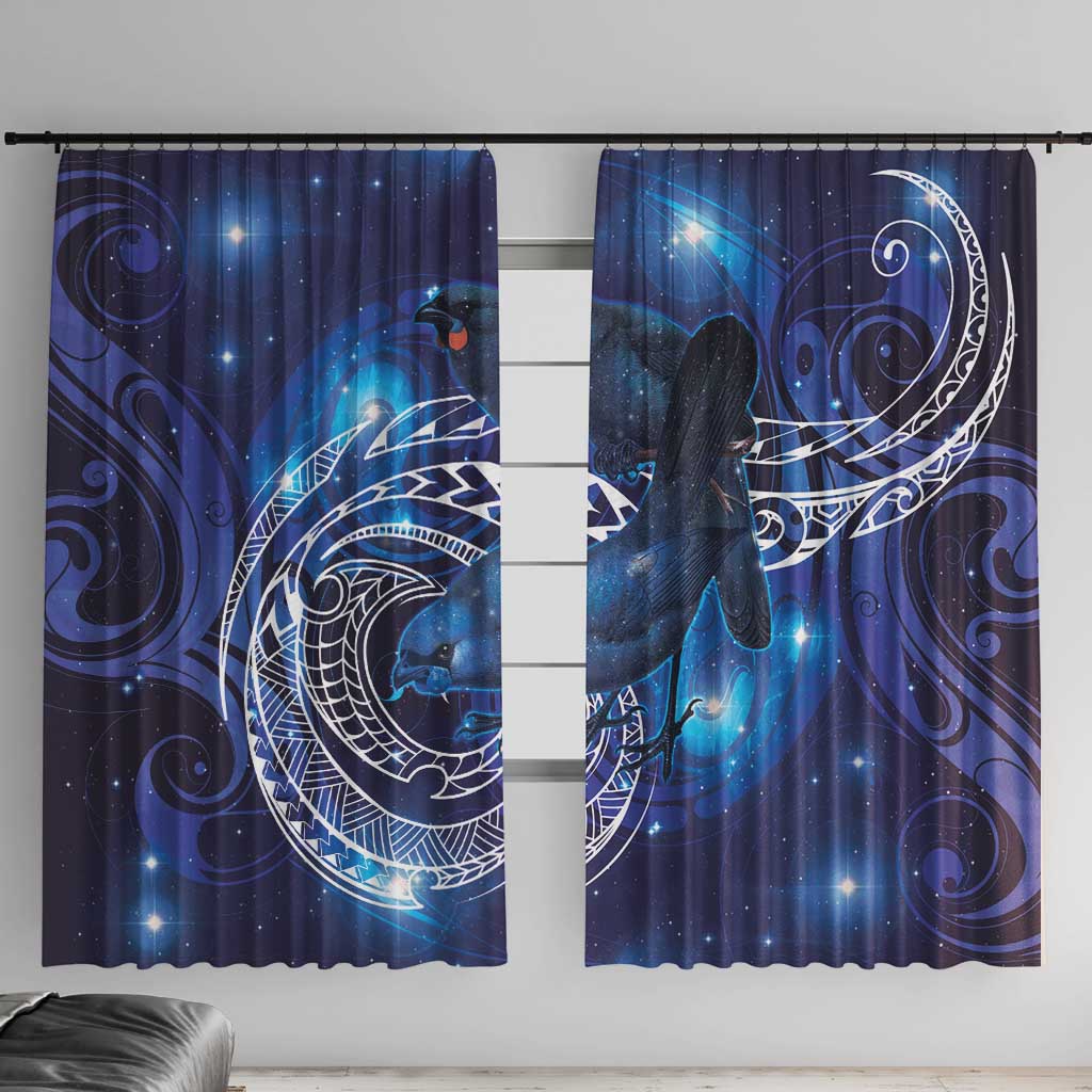 North Island Kokako and South Island Kokako Window Curtain New Zealand Native Bird with Galaxy Vibe