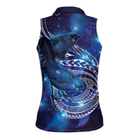 North Island Kokako and South Island Kokako Women Sleeveless Polo Shirt New Zealand Native Bird with Galaxy Vibe LT9 - Polynesian Pride